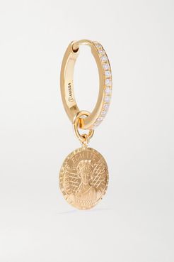 Louise D'or Coin 14-karat Gold Diamond Earring