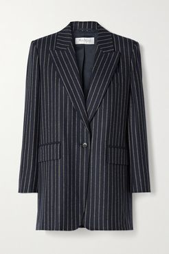 Leccio Pinstriped Wool And Cashmere-blend Blazer - Midnight blue
