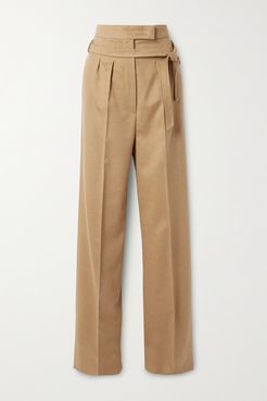 Break Belted Camel Hair Wide-leg Pants