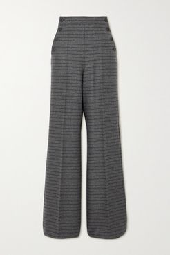 Arancio Striped Wool And Cashmere-blend Wide-leg Pants - Gray