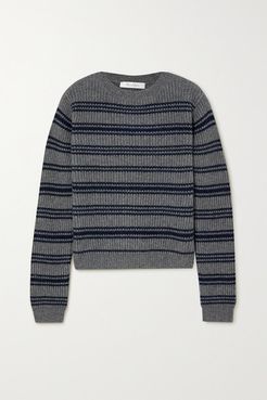 Teano Striped Ribbed Wool And Cashmere-blend Sweater - Gray