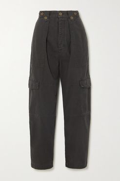 Mila Cotton-twill Tapered Pants - Dark gray