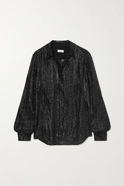 Sequined Chiffon Shirt - Black