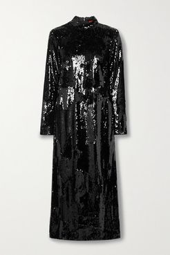 Sequined Crepe Dress - Black