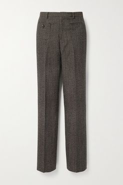 Wool-tweed Straight-leg Pants - Dark brown