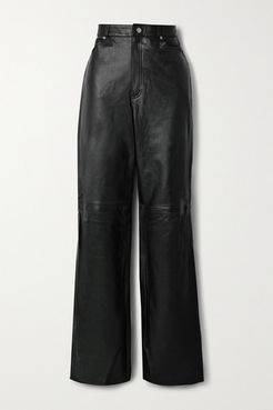 Mila Leather Wide-leg Pants - Black