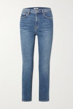 Reed Cropped High-rise Straight-leg Jeans - Mid denim