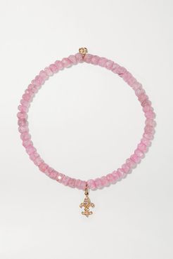 Small Fleur De Lis 18-karat Gold, Grapolite And Diamond Bracelet - Pink