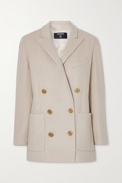 Double-breasted Wool And Cashmere-blend Blazer - Beige