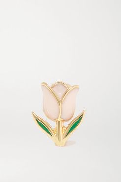 Tulip 14-karat Gold And Enamel Earring - Pink