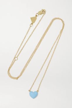 Heart 14-karat Gold And Enamel Necklace