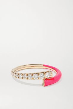 Lola 18-karat Rose Gold, Diamond And Enamel Pinky Ring