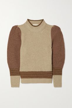 Poplia Color-block Ribbed Alpaca-blend Sweater - Beige