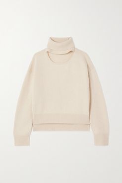Peyton Cutout Cashmere And Wool-blend Turtleneck Sweater - Ivory