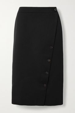 Wool-twill Midi Skirt - Black