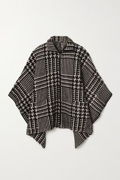 Checked Cashmere And Mulberry Silk-blend Jacquard Cape - Black