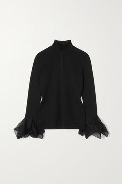 Ruffled Mulberry Silk-blend Sweater - Black