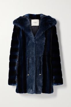 Skate Moss Hooded Two-tone Faux Fur Coat - Black