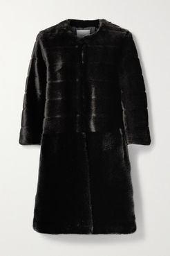 Omega Two-tone Faux Fur Coat - Black