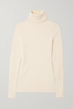 Ribbed-knit Turtleneck Sweater - Ivory