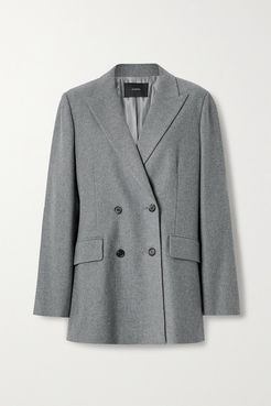 Jorgan Oversized Double-breasted Wool And Silk-blend Flannel Blazer - Gray
