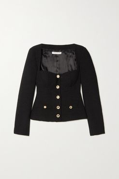 Crystal-embellished Wool-blend Tweed Jacket - Black