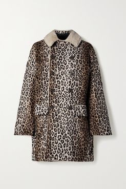 Fleece-trimmed Leopard-print Cotton-blend Faux Fur Coat - Leopard print