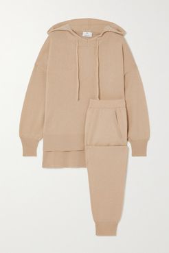 Cashmere Hoodie And Track Pants Set - Tan