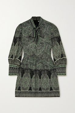 Alice Olivia - Tanisha Pussy-bow Paisley-print Chiffon Mini Dress - Green