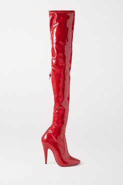Patent-leather Over-the-knee Boots - Red
