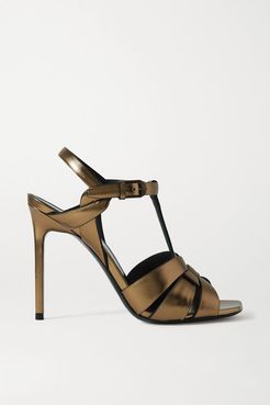 Catri Woven Metallic Leather Sandals - Gold