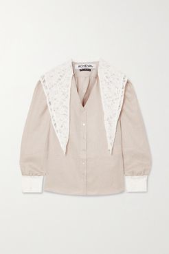 Ocampo Lace-trimmed Linen Blouse - Beige