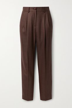 Voyager Banker Checked Wool Straight-leg Pants - Brown