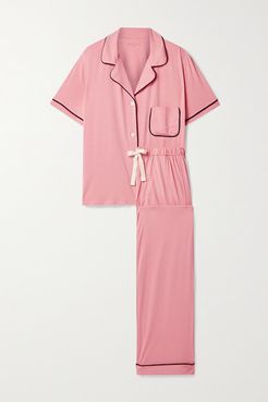 Katelyn Chantal Piped Stretch-jersey Pajama Set - Antique rose
