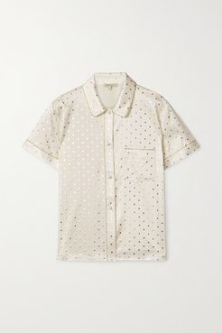 Tami Metallic-trimmed Printed Silk-blend Satin Pajama Shirt - Ivory