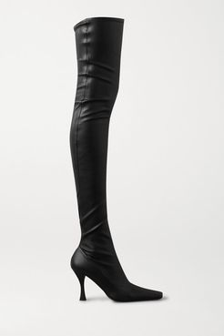 Stretch-leather Over-the-knee Boots - Black