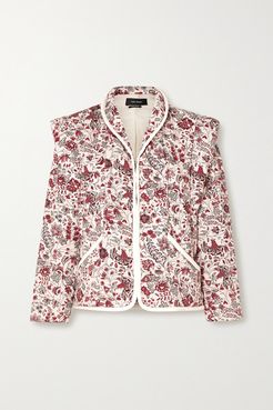 Anissaya Convertible Faux Leather-trimmed Quilted Floral-print Cotton Jacket - Ecru