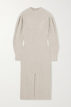 Perrine Ribbed Cashmere And Wool-blend Midi Dress - Gray