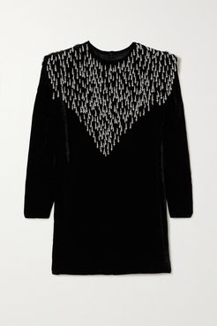 Gabasi Bead-embellished Velvet Mini Dress - Black