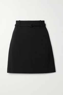 Belted Crepe Mini Skirt - Black