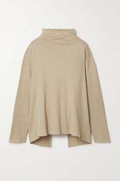 Lhasa Ribbed Organic Cotton-jersey Wrap Top - Ecru