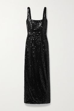 Bassett Sequined Tulle Dress - Black