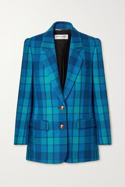 Checked Wool-twill Blazer - Bright blue