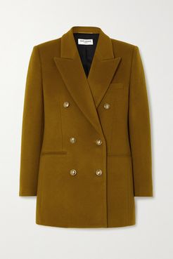Double-breasted Wool And Cashmere-blend Felt Blazer - Mustard