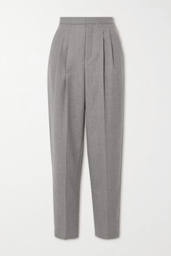 Pleated Wool-twill Tapered Pants - Gray