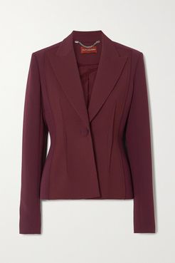 Eleanor Wool-blend Crepe Blazer - Burgundy