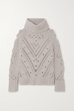 Ernestine Cable-knit Turtleneck Sweater - Ivory