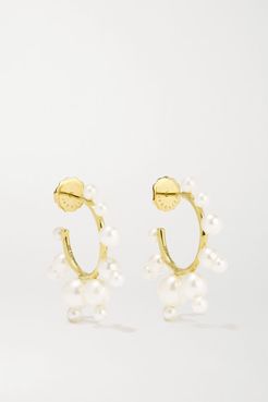 Nova 18-karat Gold Pearl Hoop Earrings