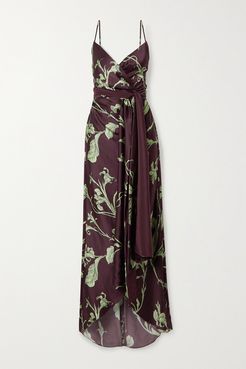 Net Sustain Given Promise Printed Silk-satin Maxi Dress - Brown