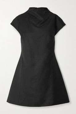 Karla Draped Wool-twill Mini Dress - Black